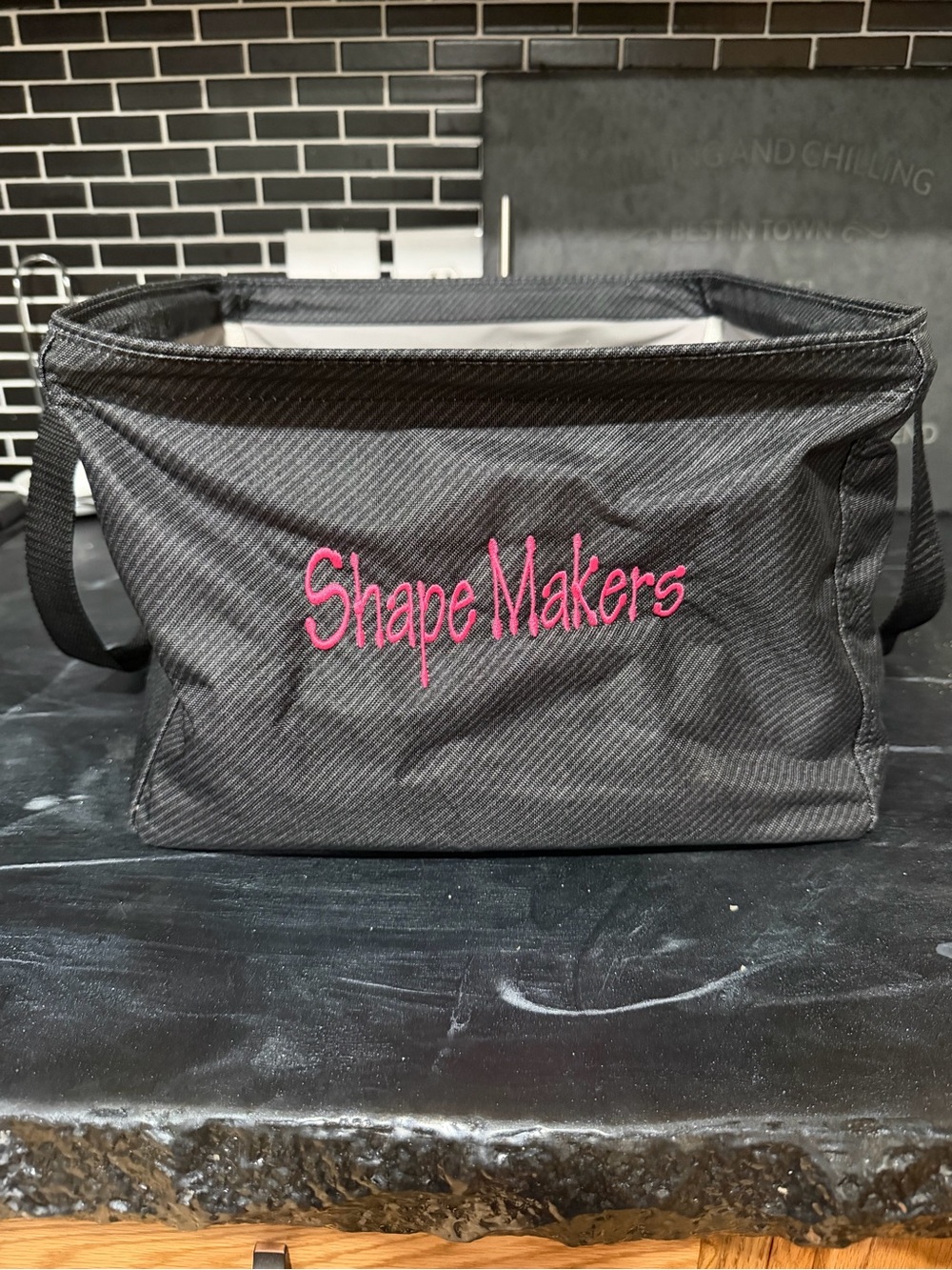 thirty-one Gray Storage Caddy with Pink Embroidery